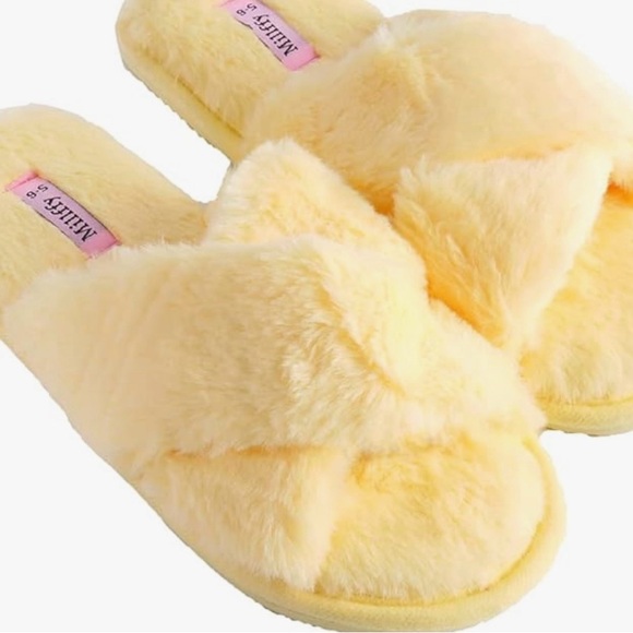 Fluffy Yellow Slippers - Picture 2 of 4